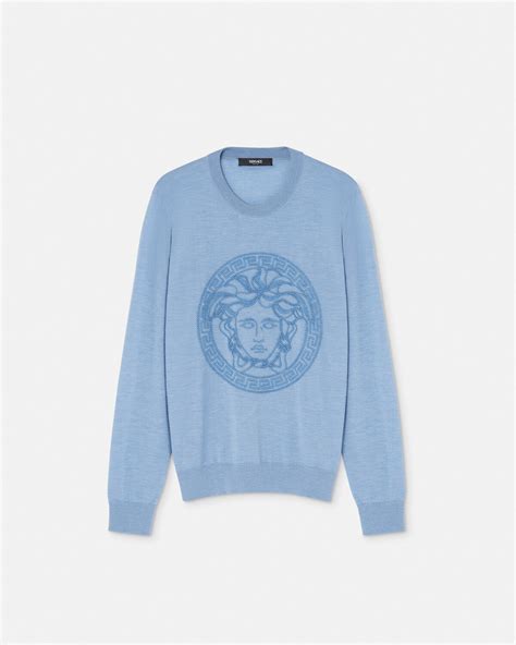 Embroidered Medusa Sweater Blue 